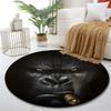 Smoky Gorilla Portrait Print round rug, living room, bedroom, playroom carpet, non slip floor mat, gift