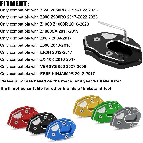 Motorcycle Kickstand Extender Foot Side Stand Extension Pad Support Plate For Kawasaki Z650 Z900 Z1000 Z1000SX ER-6N ZX6R ZX10R