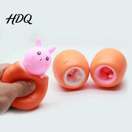 Stress Relief Toy Carrot Rabbit Fidget Toys Easter Squeeze Cute Bunny Sensory Shaped Birthday Party Favors for Autistic Children Adult Anxiety