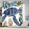 Stylish Printed Shower Curtains Featuring Sea Turtle Fish For Bathroom Decorations Blue Green Colorful Design With 18 Hooks Set