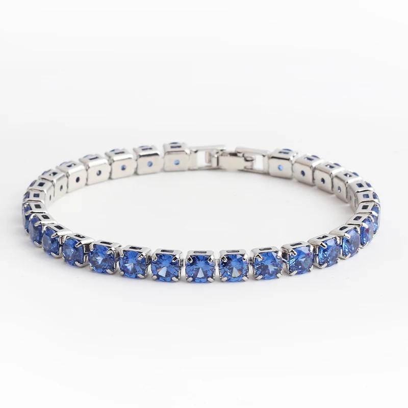 

Luxury 5mm Blue CZ Tennis Bracelets for Women Girls Iced Out Zircon 18k Gold Plated Women s Bracelet Jewelry Christmas Gift 20CM