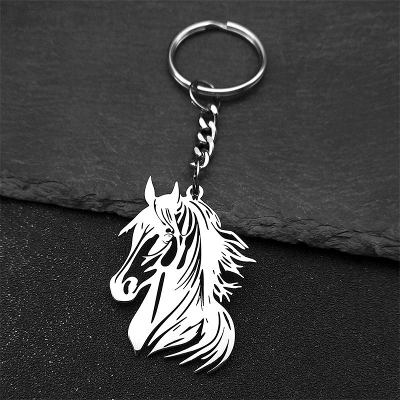 Hiphop Horse Pony Head Animal For Women Men Stainless Steel Gold Silver Male Bag Charm Jewelry Gifts Bag Charm