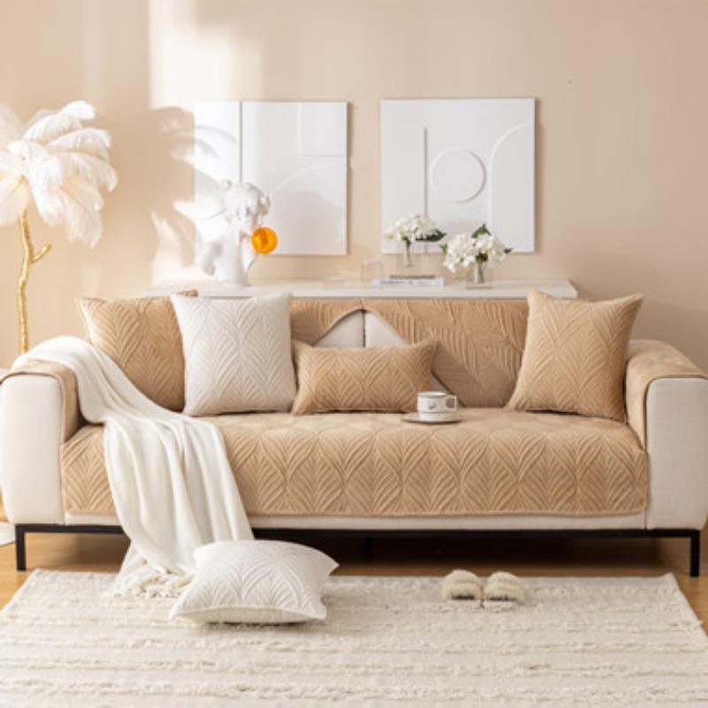 Autumn and Winter Plush Super Soft Solid Color Quilted Sofa Cushion Modern Simple Non-Slip Sofa Cushion Towel