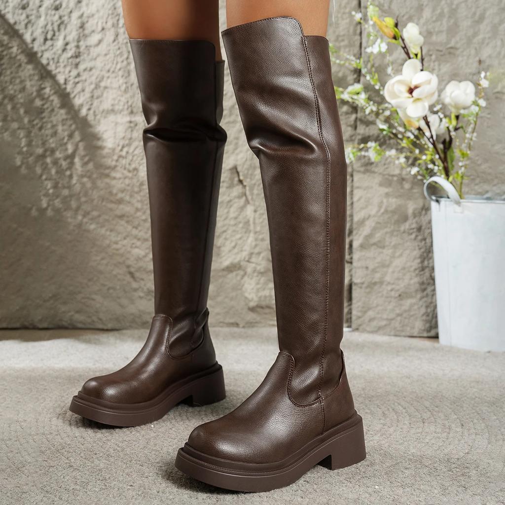 Women's Over-the-Knee Boots High Quality Soft Leather Boots Fashion Motorcycle Boots Casual Long Tube Booties Botas Largas Mujer