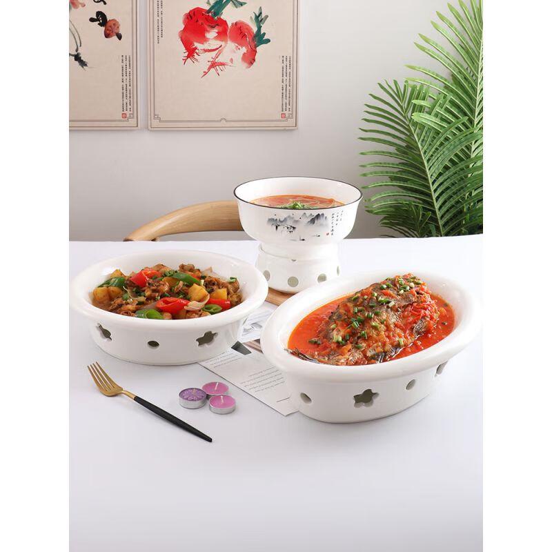 Ceramic Food Warmer with Alcohol/Candle Stove