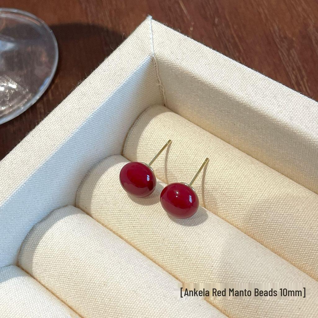 Ankela Rote Perlenstecker - Silberne Nadel, Vielseitiger Stil für Damen, Perfekt für die Neujahrskollektion