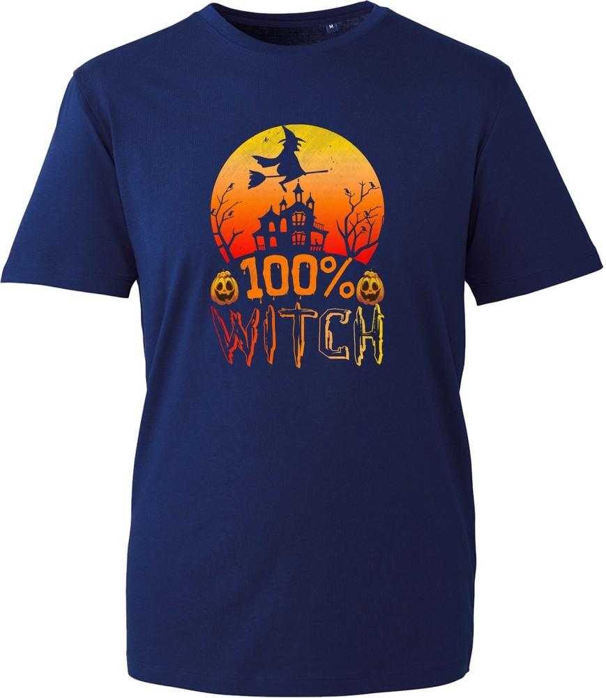 100 Witch Halloween Tshirt Horror Vintage Flying Witch Broom Scary Tee Top S