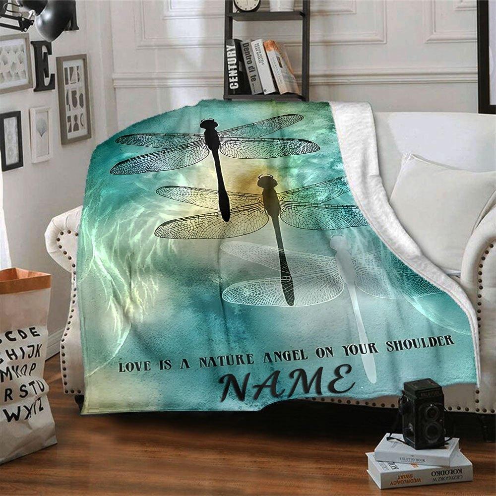 Dragonfly Nature Angel Home Customize Your Name Blankets Soft Cozy Lightweight Allseason Multiuse Blanket For Picnic Sofa Office Bed Living Room