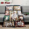 White Cats Collection 2D Flat Pattern Flannel Blanket, High quality All Seasons, Home Decor, Warmth and Comfort, Perfect for Christmas Gifts.