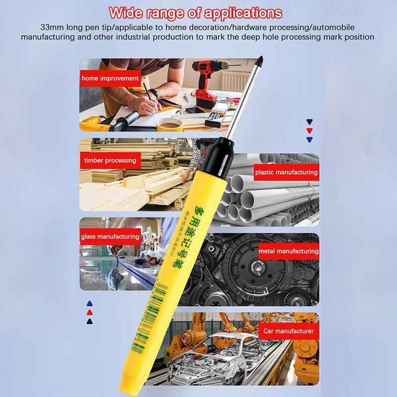 33Mm Marking Pen Waterproof And Colorfast Ceramic Tile Wood Metal Deep Hole Long Head Marking Pen Woodworking Electrician Tools