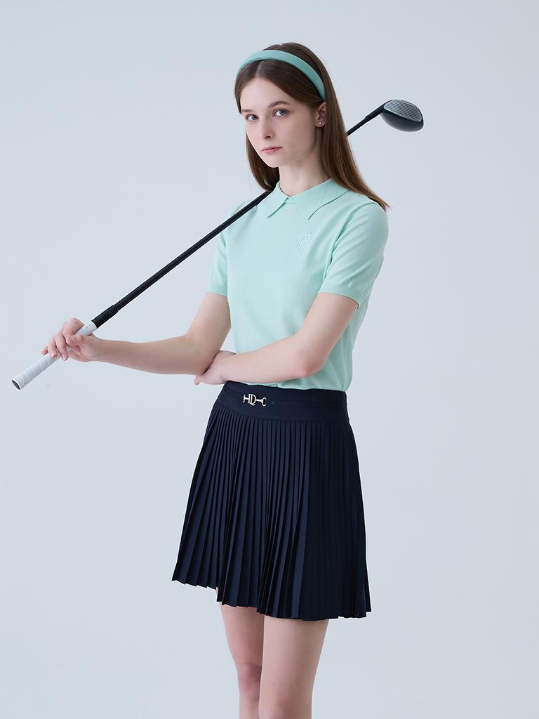 Road Roar Metal Logo A-Line Pleated Skirt Navy