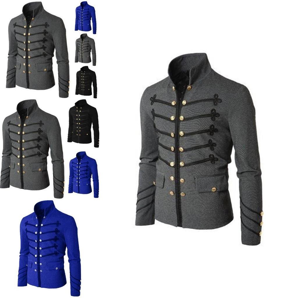 Elegante Herren Mittelalter Cosplay Jacke zweireihig im stilvollen Gothic-Design