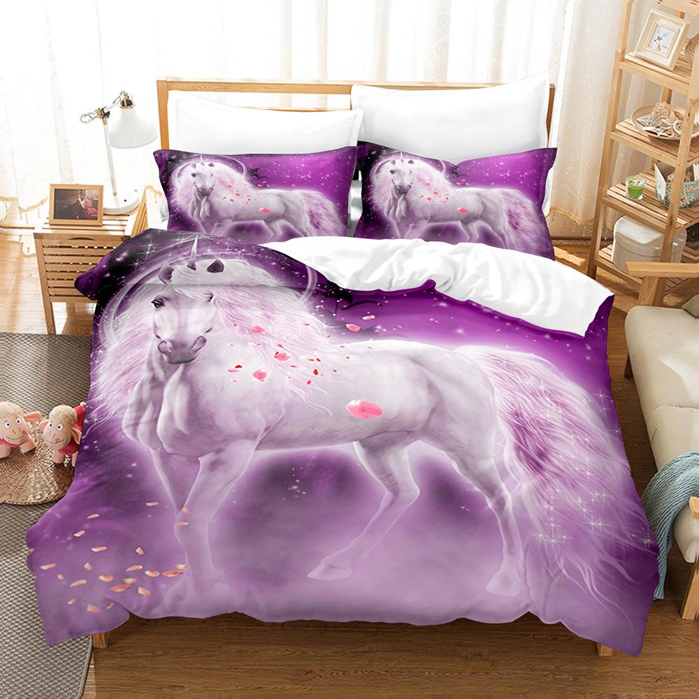 Animal Horse, Animal World Printing Student Dormitory High Definition 3D Three-Piece Bedding