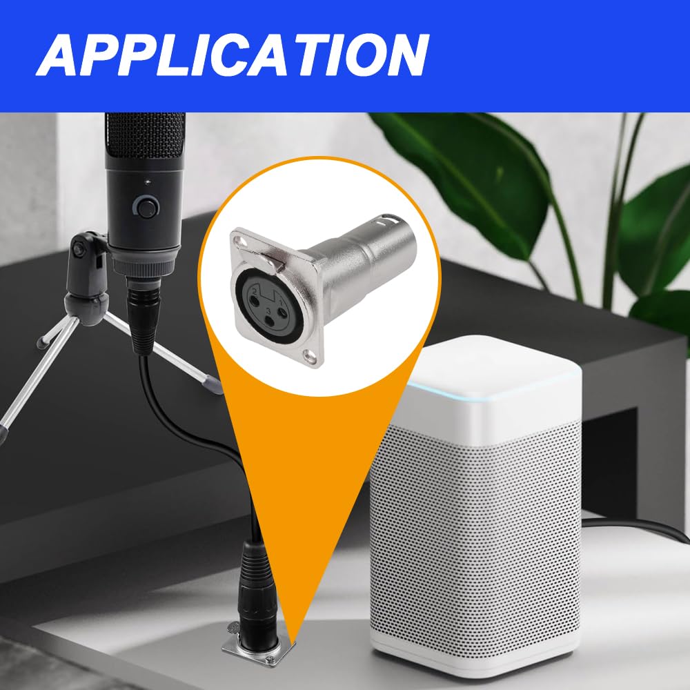 Xiatiaosann XLR Male to Female Panel Mount Socket, 3-Pin XLR Plug to Mount Adapter Microphone Connector for Microphones, Amplifiers, and Audio