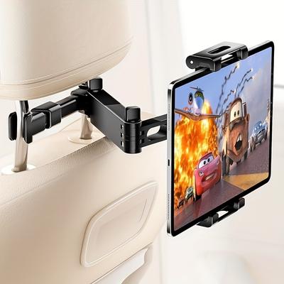 Support Tablette 3-en-1 pour Appui-Tête de Voiture avec Rotation à 360° et Bras Étendu Réglable - Conception Pliable, Support à Pince Sécurisé pour 4, 7-11" pour iPad Pro/Air/Mini