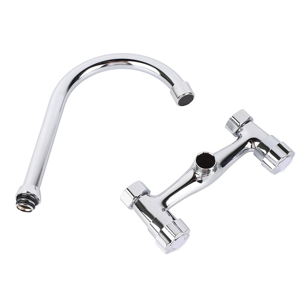 Wall Mount Kitchen Stainless Steel Smooth Surface 2 Handles Faucet Kitchen Faucet for Home