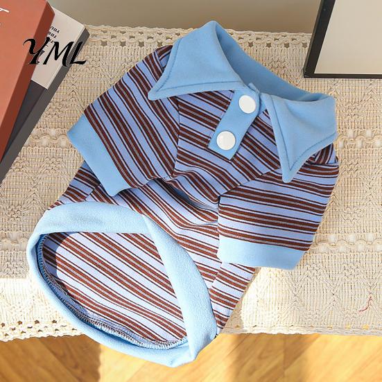 Pet Clothes for Dogs Cute Dog Shirt, Striped Collared Clothes, Summer Button Up T-Shirt, Unisex Costume Soft Breathable Puppy Outfits Small