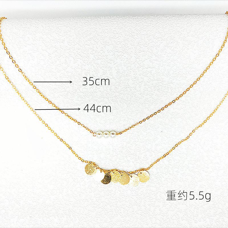 Stylish and simple new women s personalized versatile accessories, double sequined pearl necklace
