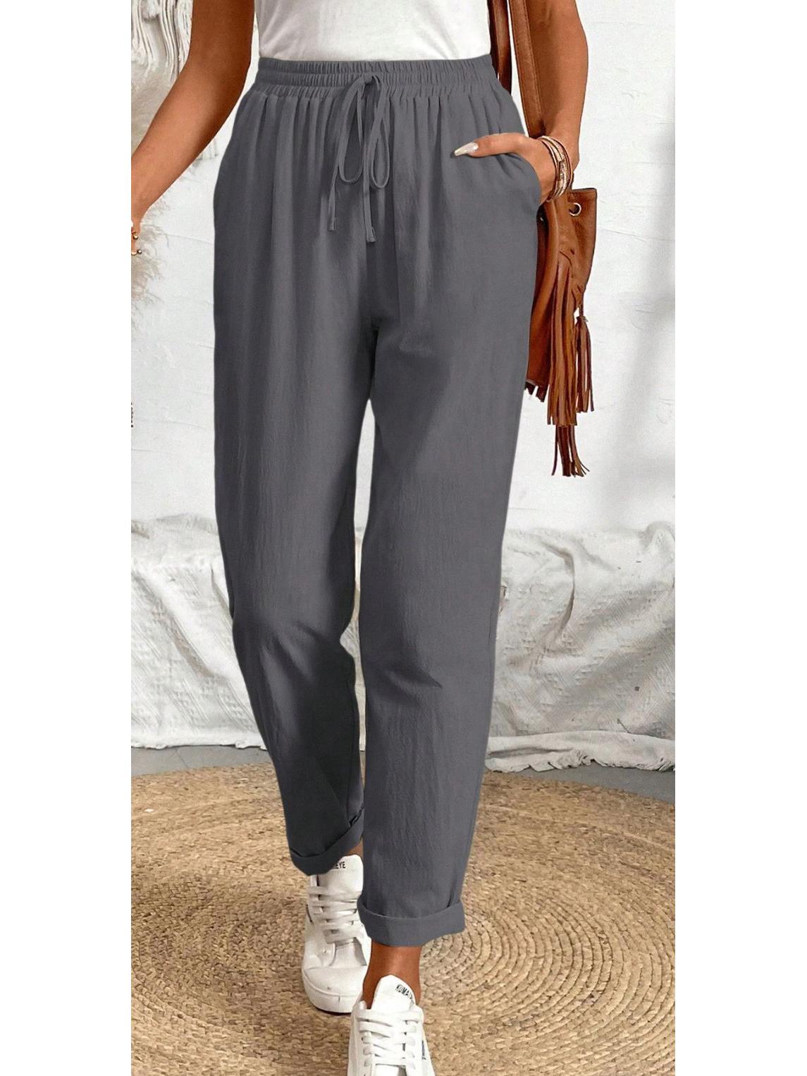 2026 Spring/Summer Women s Striped Elastic Waist Casual Pants L