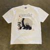 Pure Cotton 260g Heavyweight Panda Tshirt Unisexs Short Sleeve Spring Summer Fashionable Casual Wear Comfortable Breathable