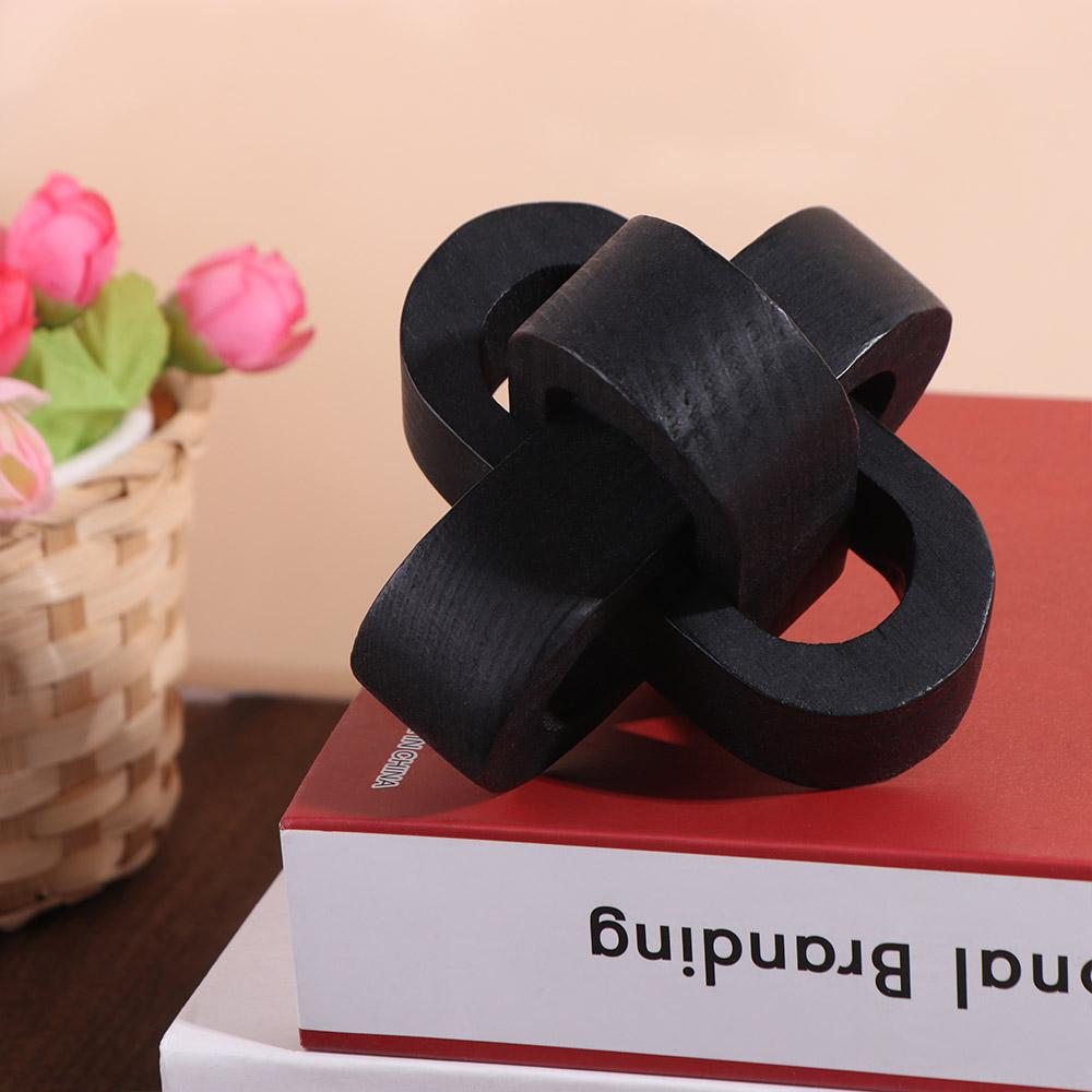 Creative Art Craft Wood Knot Ornament Handmade 3-Link Chain Wooden Buckle Hand-carved Wooden Chain Ball Office