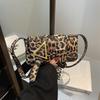Spring New Leopard Print Small Square Bag Personalized Sweet and Cool Spice Girl Messenger Bag Woven Splicing Shoulder Armpit Bag