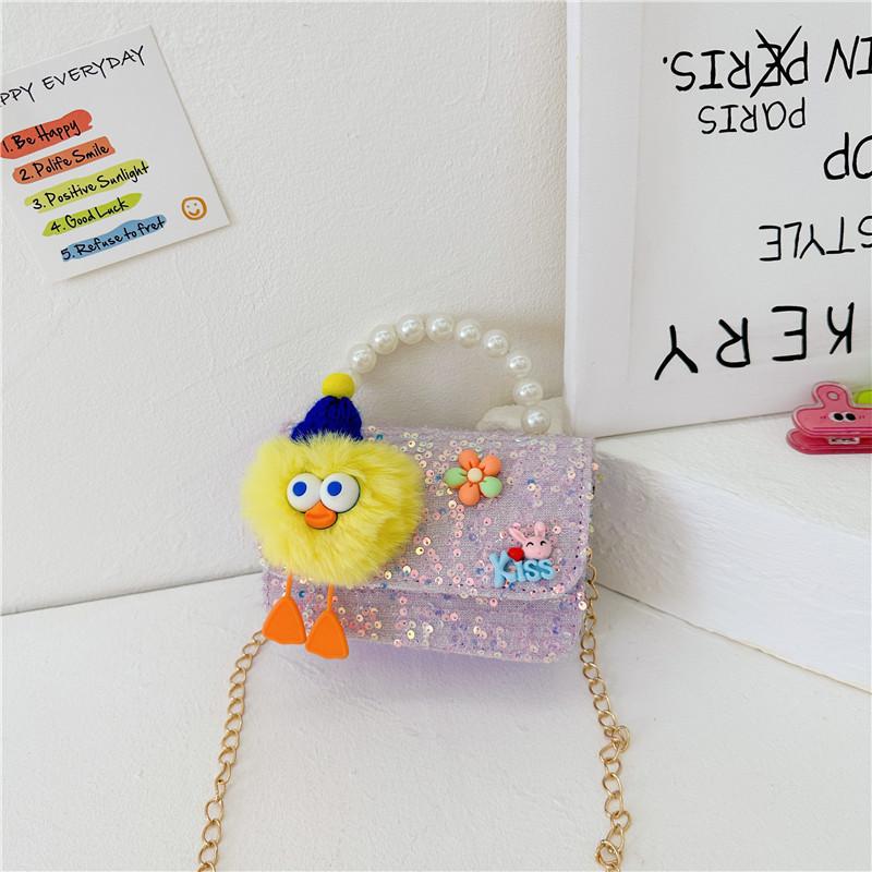 Trendy Kids Crossbody Bag With Stylish Pearl Handle And Fashionable Animal Design For Girls
