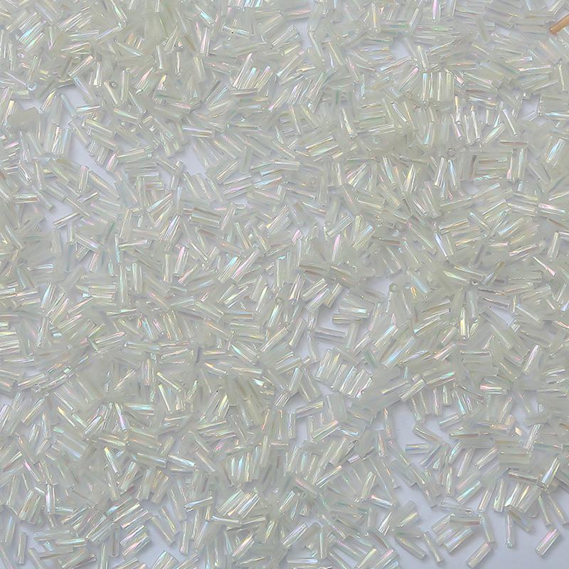 Srebrzone szklane koraliki ryżowe - rurkowe, luźne do biżuterii DIY i szycia