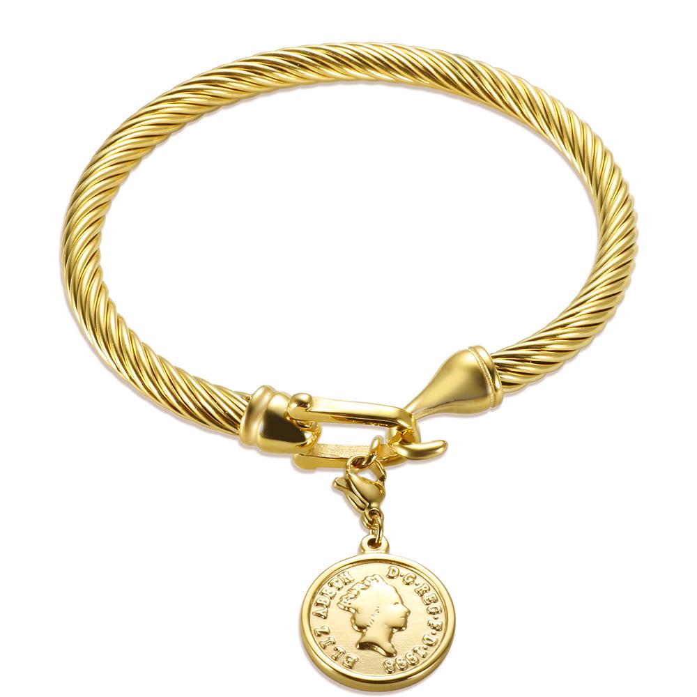 Elegant Stainless Steel Wire Bracelet with Diamond Accent and Non-Fading Horseshoe Buckle