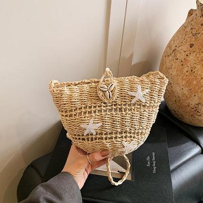 Shell Flower Decoration Design Woven Crossbody Bags Woman Y2K Harajuku Vintage Beach Vacation Style Handbag