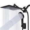 Soffione Doccia Pioggia Multifunzione ad Alta Pressione da 8 Pollici con Doccetta Manuale, Combinazione con Braccio Estensibile Regolabile ad Angolo da 11''/Regolatore di Flusso/Sistema Doccia