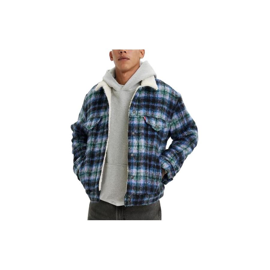 Levis Plaid Loose Fit Long Sleeve Jacket Men jackets Blue 79129-0025