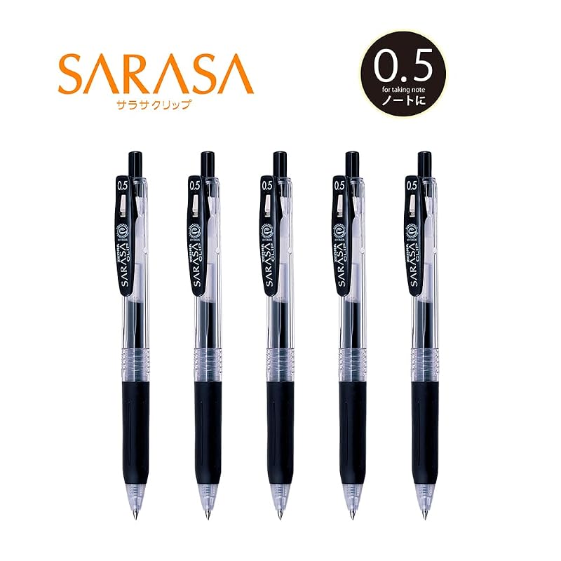 Zebra Sarasa Clip Gel Ballpoint Pen 0.5mm Black, 5-pack P-JJ15-BK5