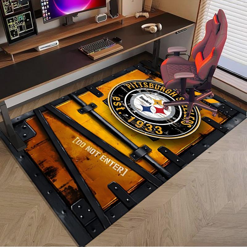 Pittsburgh Steelers Logo Area Rug for Office, Chair Rug, Decorative Carpet Livingroom Mat, Large Size Fan gifts Christmas gifts