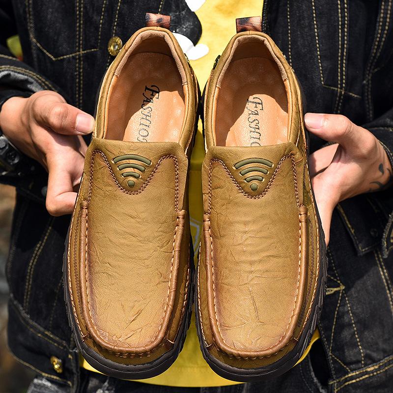 Pánské kožené boty, jarní nová velká velikost, pánské ležérní všestranné kožené boty, prodyšné, venkovní, pohodlné