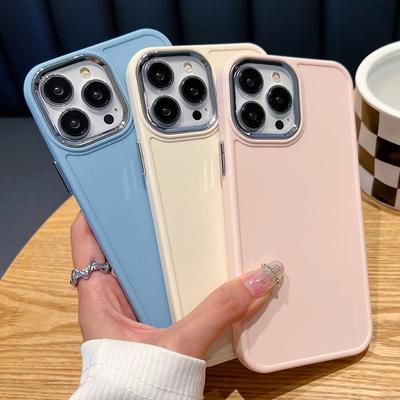 Electroplating Lens IPhone 15 Suitable for IPhone Case 12 Soft 11 Silicone 13 Solid Color 15 Pro Protective Case