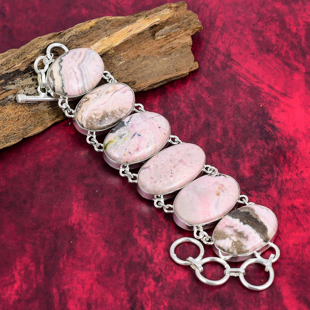 Rhodochrosite Gemstone 925 Solid Sterling Silver Jewelry Set, Necklace & Bracelet Set, Gift For Her Handmade Dainty Jewelry Set