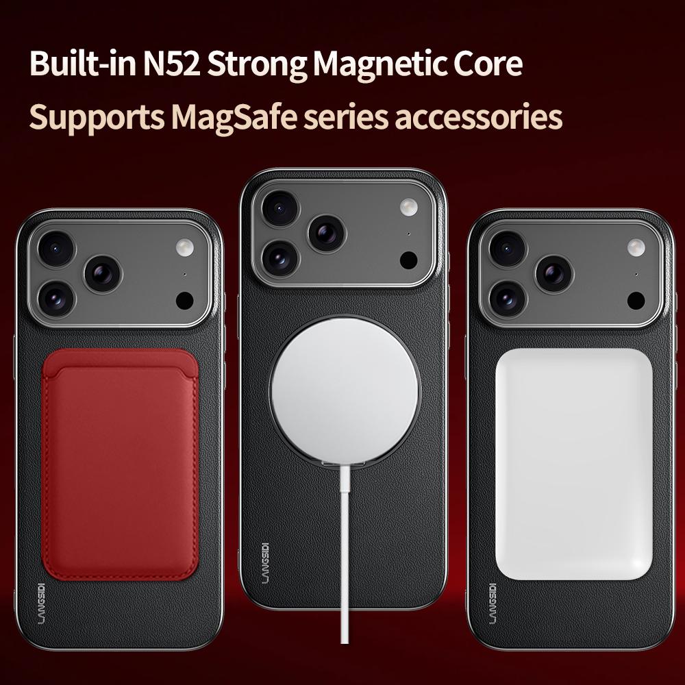Cuir Magnétique pour Coque Magsafe pour 18 17 Pro Max Air 17Pro 18Pro Anneau Luxe Protection Objectif Support Coque Arrière de Téléphone