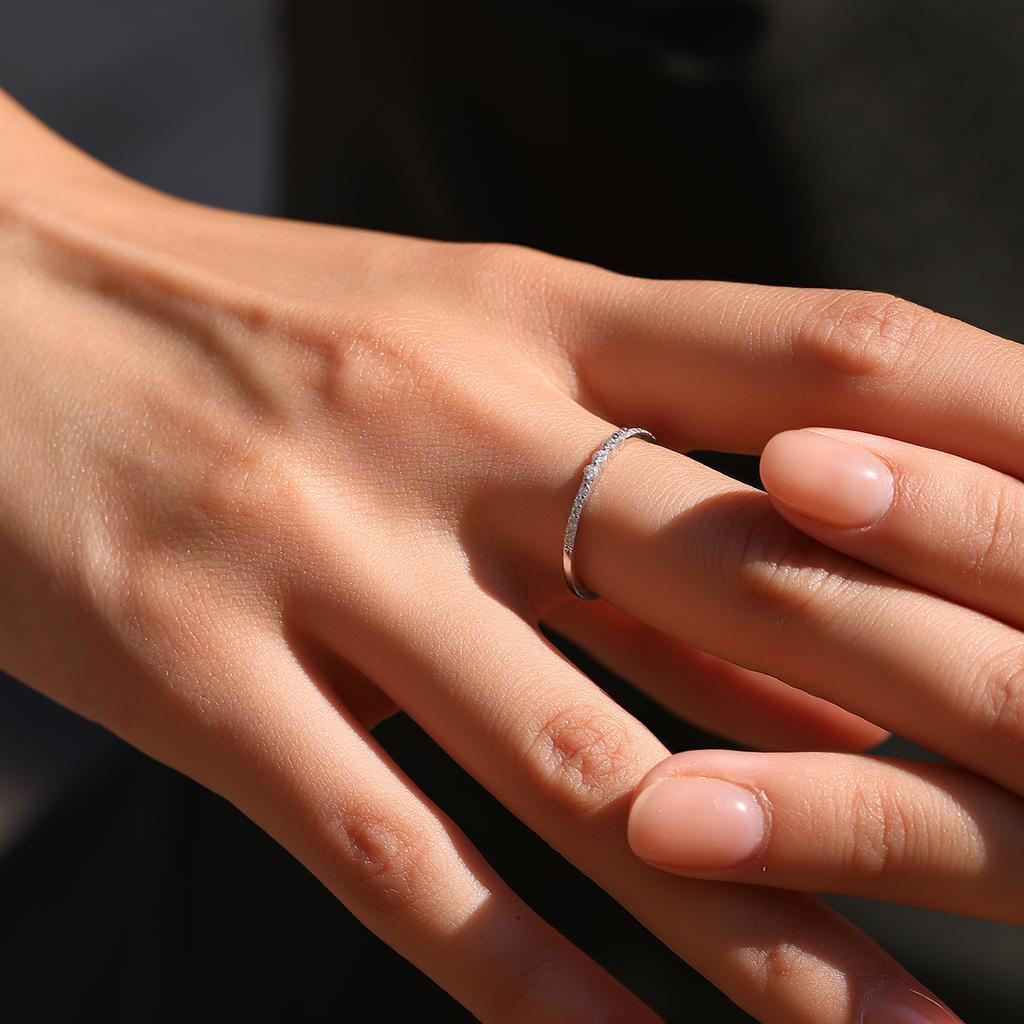 MODIAN Moissanite Rings 925 Silver Minimalist Lab Diamond Thin Ring Stackable Daily Wear Ring For Women Fine Jewelry