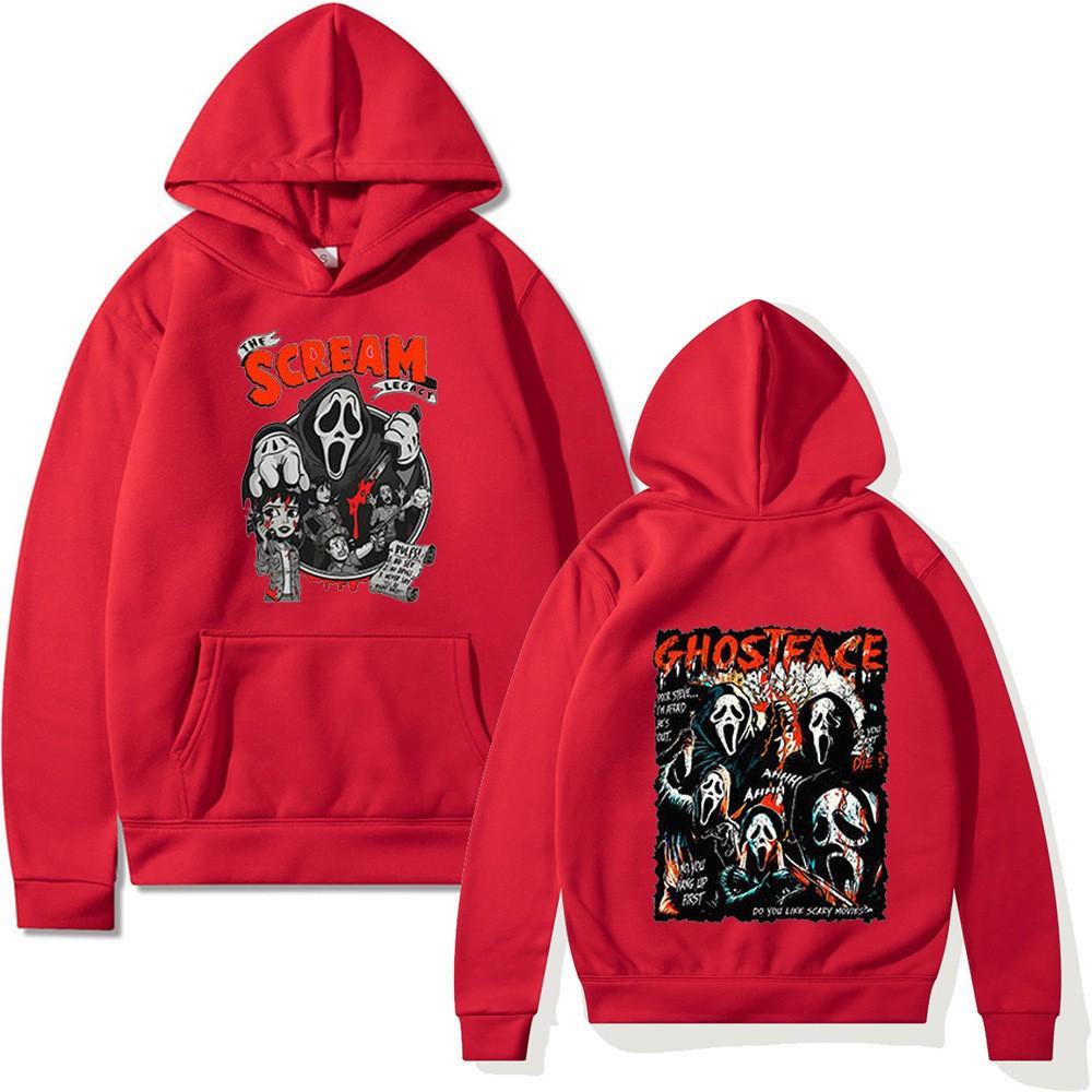 2026 Screams, Surrounding Cartoon Printed Sweater Autumn and Winter Casual Versatile Men's and Women's Long-sleeved Hoodie