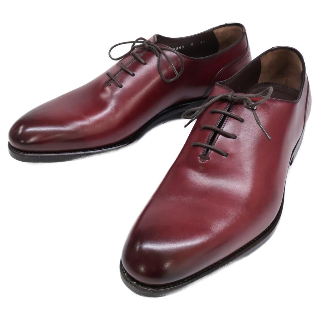 Salvatore Ferragamo Puikios būklės JD6299 TRAMEZZA 4 skylučių whole cut batai 8 2E Bordo Spalvos Naudoti