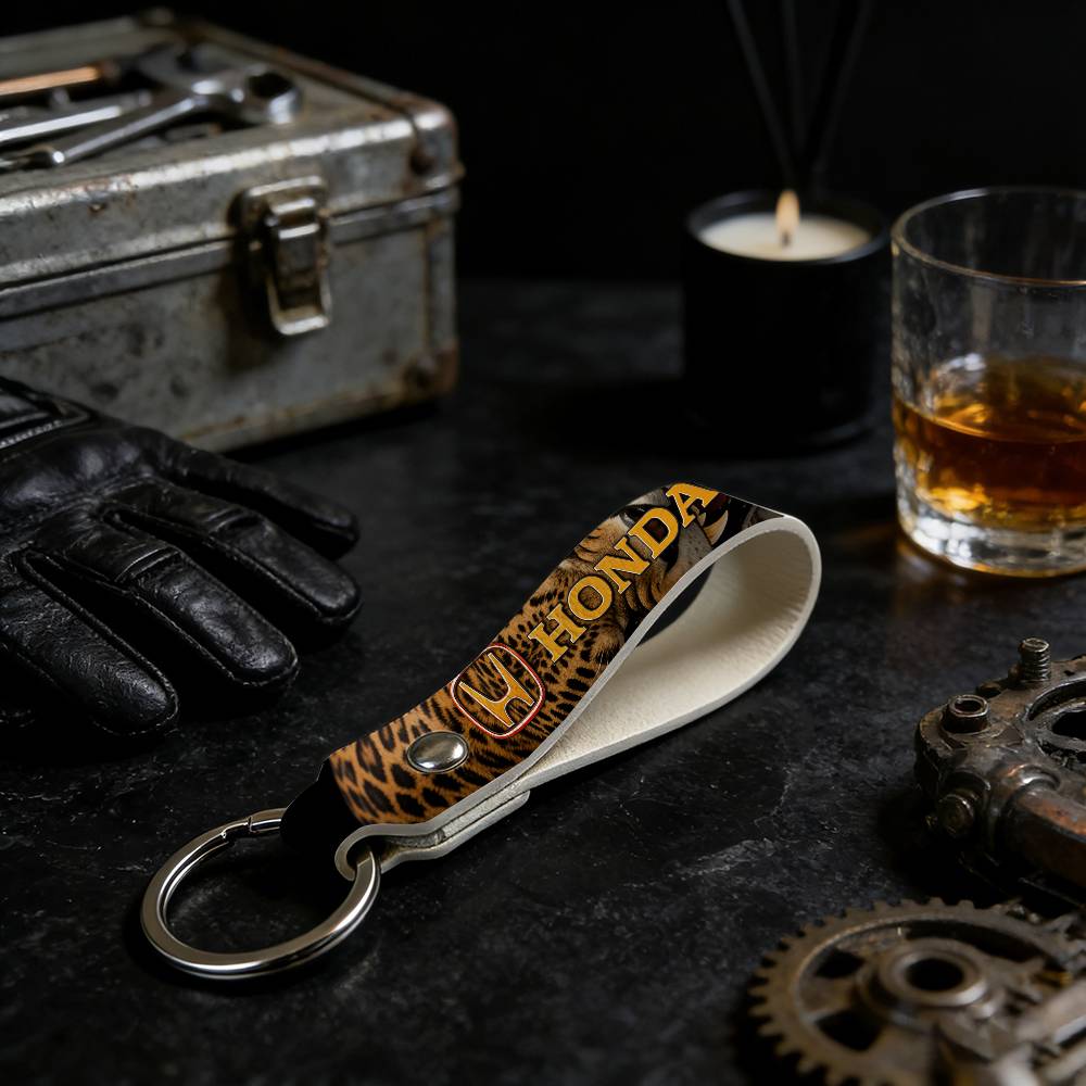 For Honda High Quality PU Leather Moto Keychain Vintage Style Key Pendant For Scooter Motocross aia256
