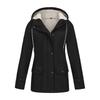 Womens Hooded Windbreaker Jacket Fleece-Lined Water-Resistant Long Sleeve Zip-Up Coat