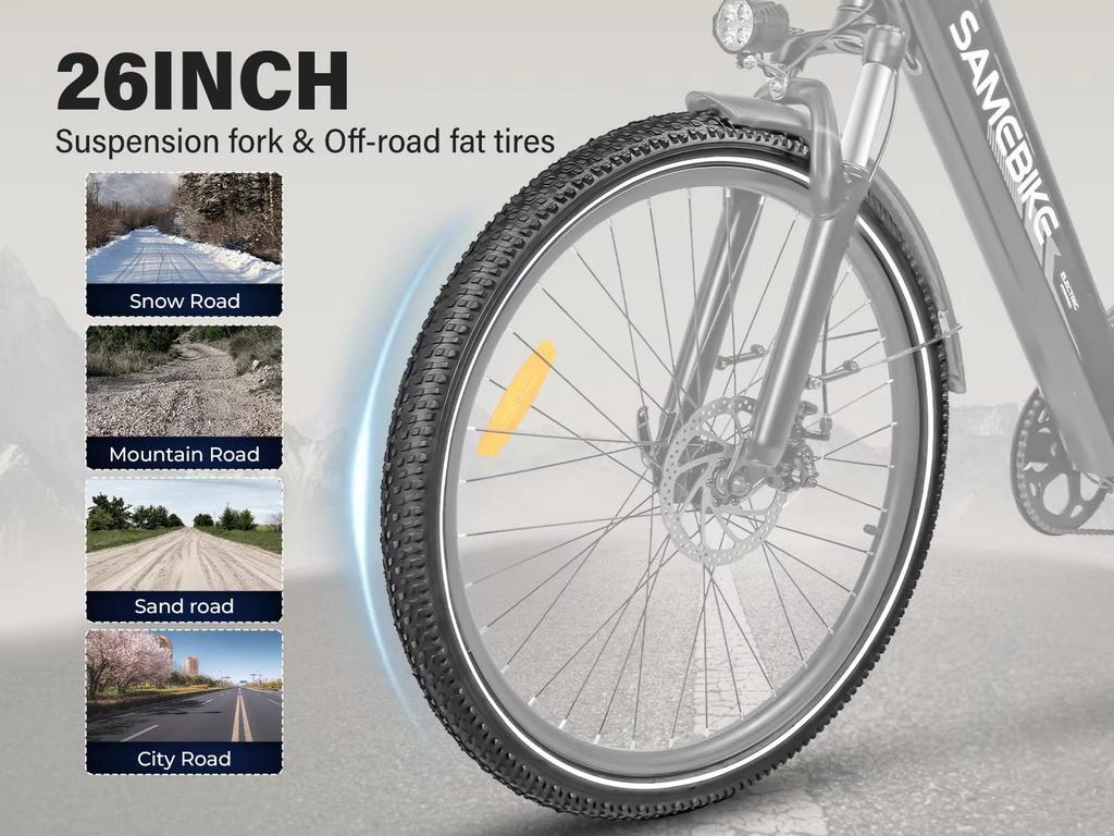 E-Bike Neues Modell SAMEBIKE RS-A01 Pro-T 36V15AH Abnehmbarer Akku Elektrofahrrad 26-Zoll-Reifen Pendeln Elektrofahrrad