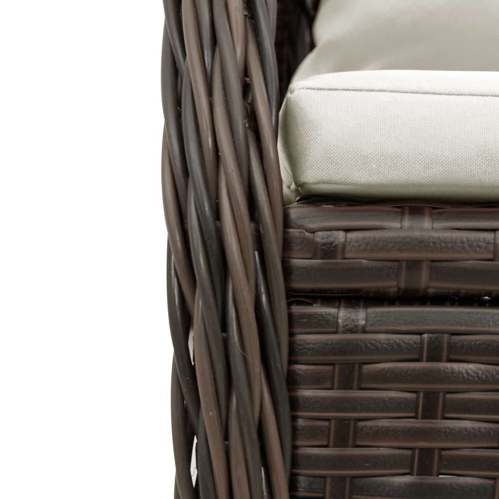 Vidaxl 9-Cz. Garden Furniture Set With Cushions, Brown, PE Rattan
