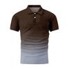 Gradient Color Summer Short Sleeved Lapel Button Men's Casual Top