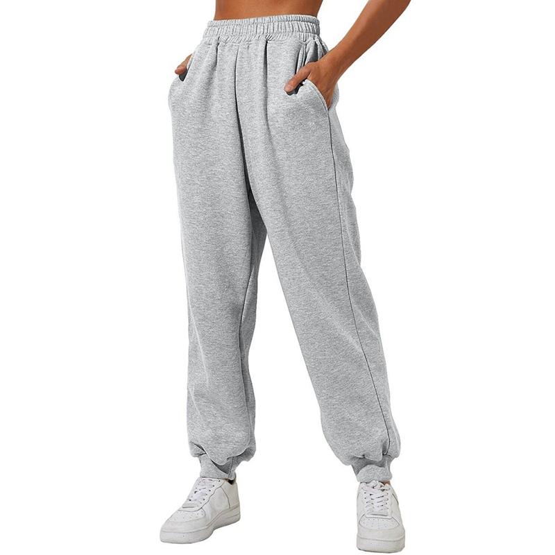 Women Loose Casual Sweatpants High Waist Solid Color Jogging Pants