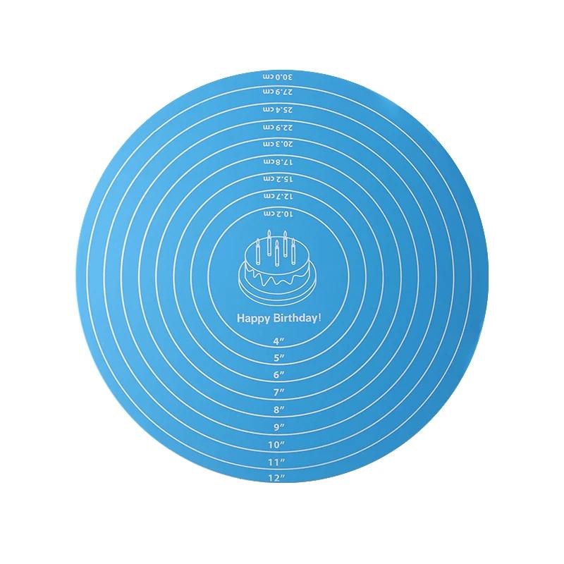 Round Silicone Baking Mat For 12-Inch Diameter Cake Turntable Pad Non-Slip Pad Cake Stand Food Grade Kitchen Baking Tool
