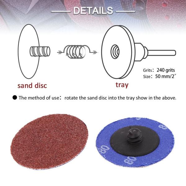 80pcs 50mm Roll Lock Polishing Pad Sanding Discs Sandpaper 60-240 Grit Assorted Roloc Abrasives Fits For Dremel