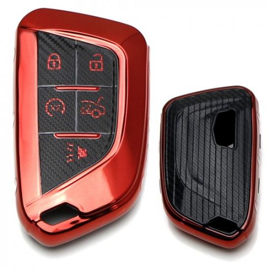 

Red Chrome TPU Key Fob Case For -up Cadillac CT5 CT6 XTS XT4 XT5 ATS, etc